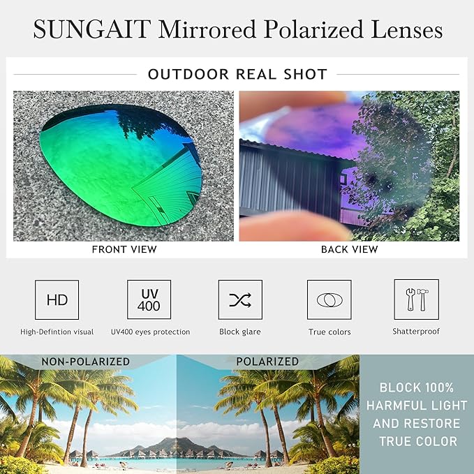 SUNGAIT Women's Lightweight Oversized Aviator Sunglasses - Classic Style Polarized Lens