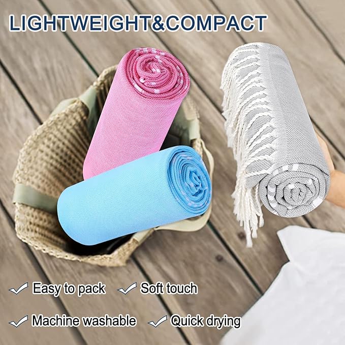 Beach Towel 2 Pack,Sand Free Beach Towels Oversized 39 x 72,Turkish Beach Towel Quick Dry Towel,Lightweight Pool Towels for Adults Travel Towel,Cool Beach Essentials Super Absorbent Towels