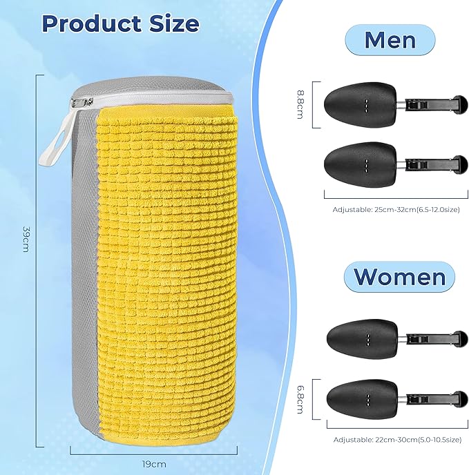 2Pcs Shoe Washing Machine Bag with Insoles | Reusable Sneaker Laundry Bags for Machine Wash | Fluffy Fiber 360° Cleaning with Durable Zipper Closure (Yellow Grey & Trees)