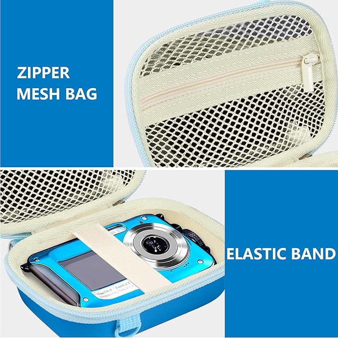 Leayjeen Underwater Camera Case Compatible with YISENCE/Trsunow/HICSHON/Yifecial/QUNVAL 11FT Waterproof Camera，Selfie Underwater Camera, Waterproof Floatable Digital Camera-Deep Blue(Case Only)