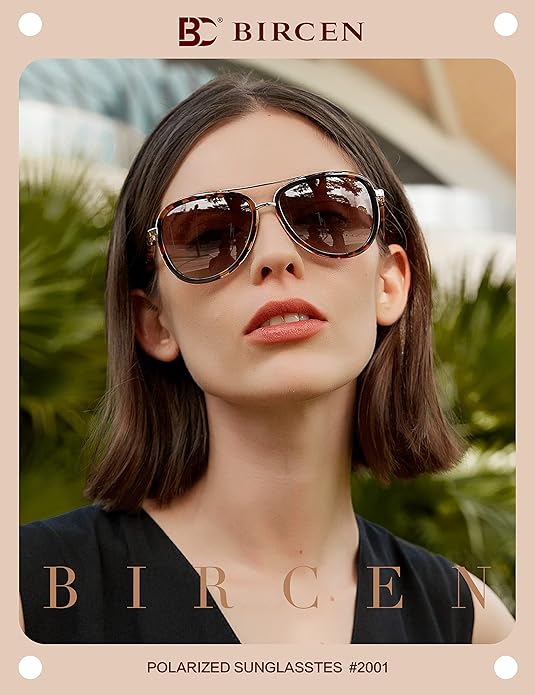 BIRCEN Polarized Sunglasses for Women UV - Protection Womens Retro Mirrored Shades with Acetate Frame BC2001