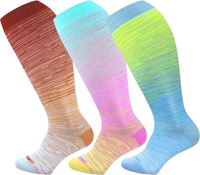 Wide Calf Compression Socks for Women & Men Extra Large Size Support Socks for Nurses Running Pregnant Travel, 15-20 mmHg