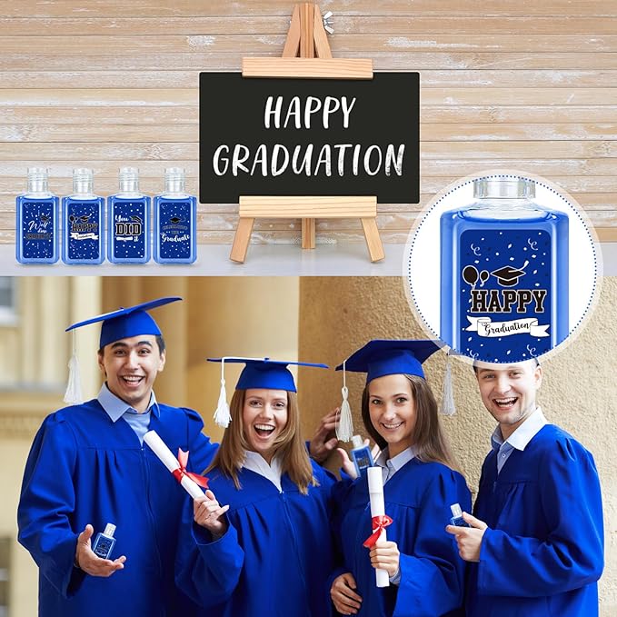 50 Pcs Mini Hand Sanitizer Bulk Bible Verse Hand Sanitizer Religious Inspirational Favors 1fl oz Travel Size Hand Soap Gift for Party Favors (Graduation, Blue)
