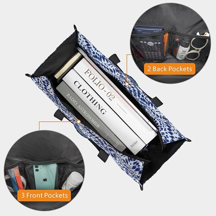 TOPDesign Utility Water Resistant Tote Bag with 13 Pockets, Top Zipper Closure & Thick Bottom Support, for Working Women