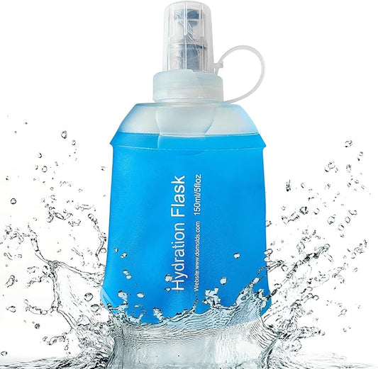 FR 150ml Soft Flask, Collapsible Soft Water Bottle for Hydration Packs - Running & Hiking Folding Water Bottle （Blue）