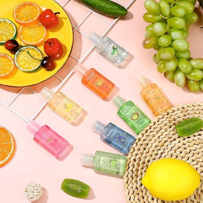 Frienda 24 Pcs Mini Hand Sanitizers Bulk Travel Size Scented Hand Sanitizers 1 oz Fruity Scents for Guest Christmas Stocking Stuffers Nurse Coworker Teacher Office Gifts Homeless Care Package Supplies