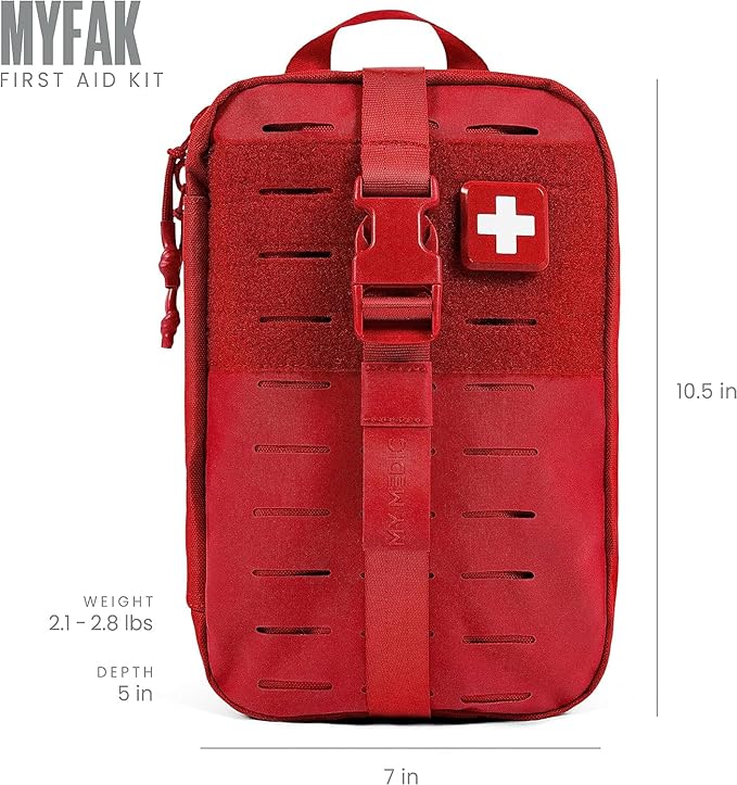 MY MEDIC MyFAK Standard Ifak First Aid Kit - 132 Life Saving Trauma and Medical Items - HSA FSA Survival Kit for Camping or Your Car - RED