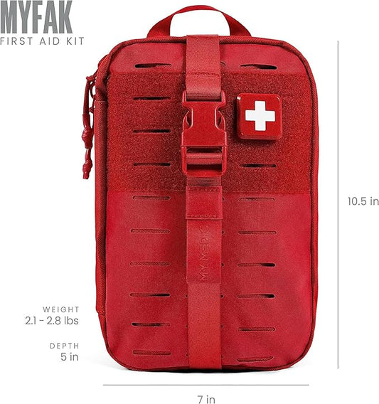 MY MEDIC MyFAK Standard Ifak First Aid Kit - 132 Life Saving Trauma and Medical Items - HSA FSA Survival Kit for Camping or Your Car - RED