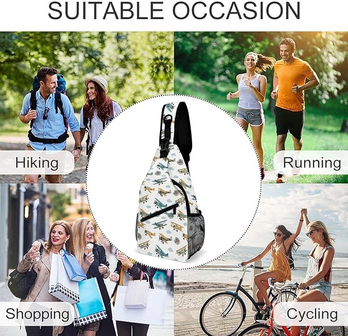 SWEET TANG Women's Cool Chest Bag Gym Sack Fashion Sling Shoulder Backpack Outdoor Sports Daypack Aircraft Cute Airplane, Multipurpose Adjustable Bag Small Camera Case for Daily Use