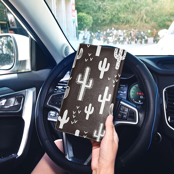 Linqin Car Registration and Insurance Card Holder, Western Cactus Glove Box Organizer Card Document Wallet