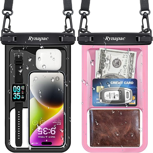 2 Pack Waterproof Phone Pouch - 10in Waterproof Phone Case with Lanyard, IPX8 Cell Phone Dry Bag Beach Cruise Ship Essentials for iPhone 17 16 15 Pro Max, Galaxy S25 S24 Ultra