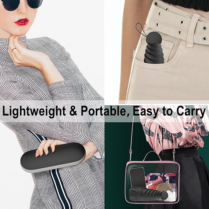 Windproof Mini Travel Folding Umbrella - UPF 50+ Sun & Rain Protection, Small Compact Lightweight Design Fits in Pocket or Bag, Eco-Friendly Fabric Wallet Umbrella for Commuter, Men Women Boys Girls