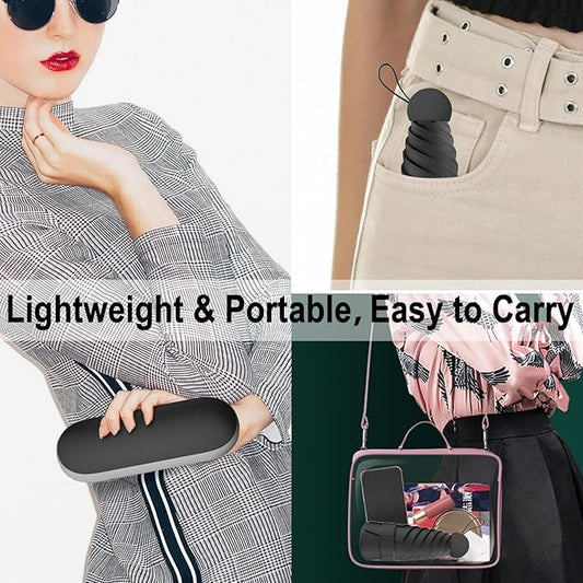 Windproof Mini Travel Folding Umbrella - UPF 50+ Sun & Rain Protection, Small Compact Lightweight Design Fits in Pocket or Bag, Eco-Friendly Fabric Wallet Umbrella for Commuter, Men Women Boys Girls