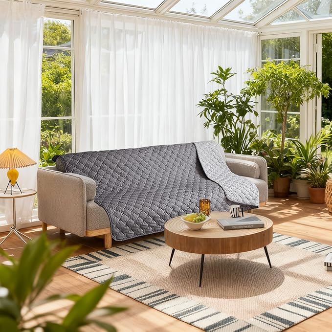 gogobunny 100% Double-Sided Waterproof Dog Bed Cover Pet Blanket Sofa Couch Furniture Protector for Puppy Large Dog Cat, Reversible (82x102 Inch (Pack of 1), Dark Grey/Light Grey)