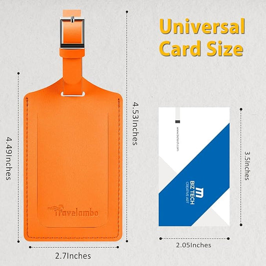 Travelambo 30 Pack Luggage Tags Faux Leather for Suitcases Travel Bag Labels with Protection Cover ID (Orange)