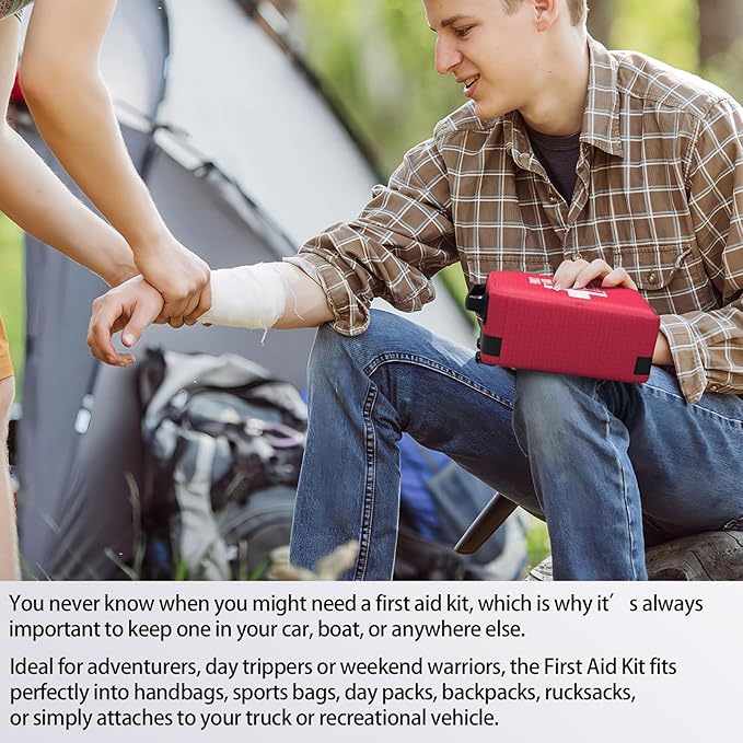 First Aid Kits - Compact First Aid Kit with Labelled Compartments Molle System Premium Emergency Kits for Home, Office, Car, Outdoor, Hiking, Travel, Camping - 216 Piece