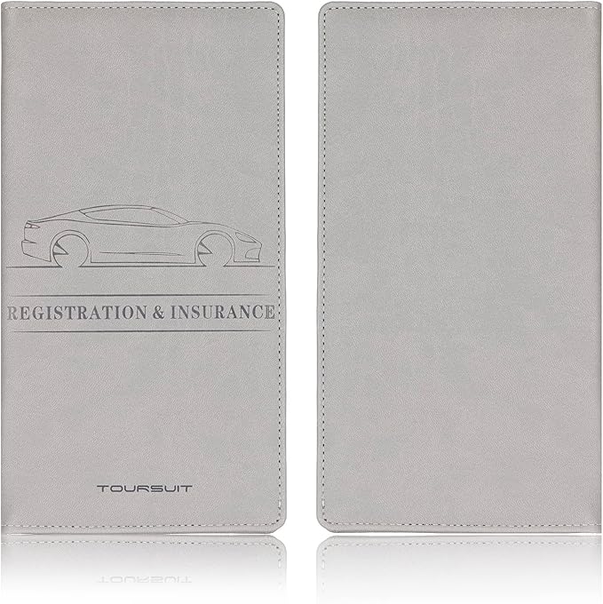 TOURSUIT Car Registration and Insurance Card Holder, Vehicle License Document Glove Box Compartment Organizer, Interior Car Accessories for Women Men Teens (Grey)