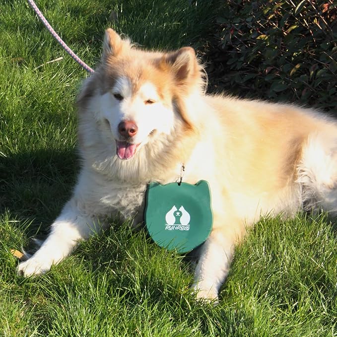 RUNROLE 2-in-1 Collapsible Silicone Dog Travel Bowls, Slot Together and Use Separately, Portable Pet Food Water Bowls, Foldable Cat Feeding Watering Dishes, 20OZ+27OZ(Navy Blue)