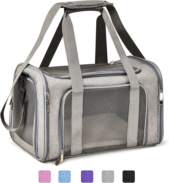 Henkelion Large Cat Carriers Dog Carrier Pet Carrier for Cats Dogs Puppies up to 25Lbs, Big Dog Carrier Soft Sided, Travel Puppy Carrier - Large - Grey