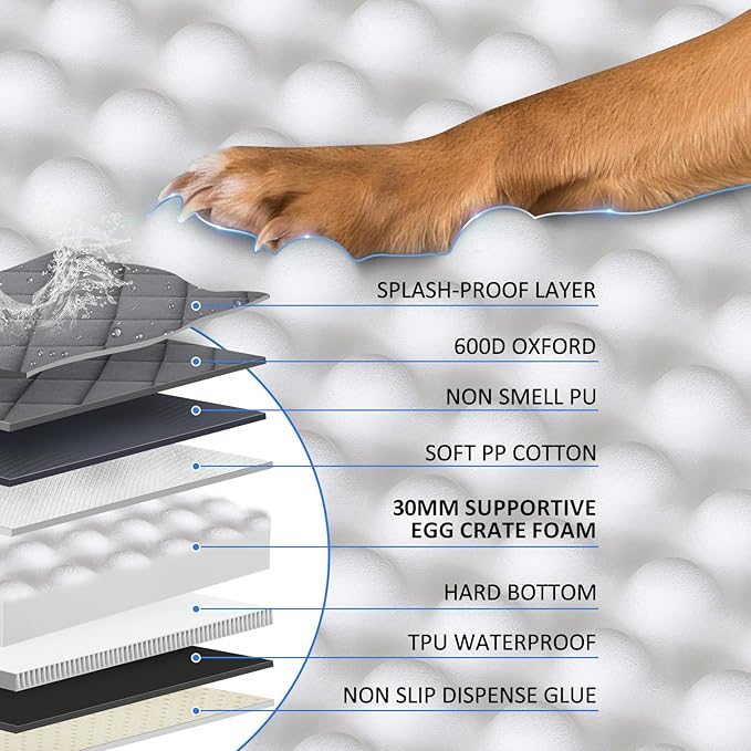 Back Seat Extender for Dogs-Upgraded Egg Crate Foam, Hard Bottom Dog Seat Cover for Truck Back Seat, Dog Hammock for Truck Crew Cab F150, RAM1500, Sierra, Silverado,Tundra, Titan (59‘x29’)