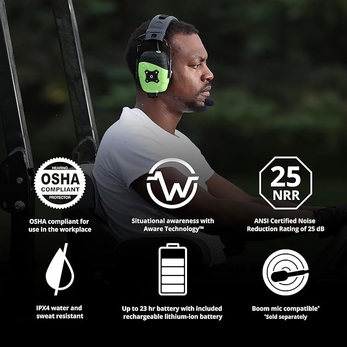 ISOtunes LINK Bluetooth Earmuff – Ear Protection Headphones for Work, Mowing, & Construction, 25 NRR OSHA Approved Headphones