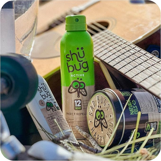 Shubug Active Insect Repellent Spray with Picaridin, DEET Free Mosquito and Tick Protection, Long Lasting Up to 12 Hours, Unscented, 6oz (Pack of 2)