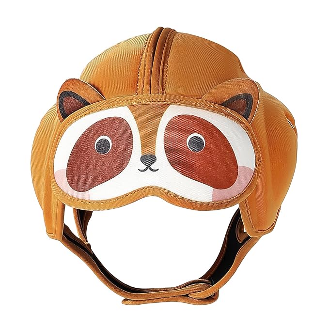 MAMBOBABY Baby Safety Helmet for Crawling and Walking for 6-24 Months Infant Head Protection - Soft and Adjustable - Lightweight and Comfortable Baby Head Guard-Raccoon