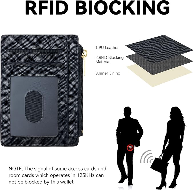 Tipmile Credit Card Holder for Women Slim Minimalist Front Pocket RFID Blocking Wallet Small Compact Card Case with ID Window, Crosshatch Black