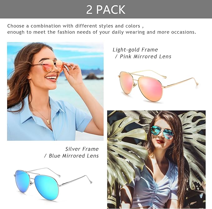 SUNGAIT Women's Lightweight Oversized Aviator Sunglasses - Classic Style Polarized Lens