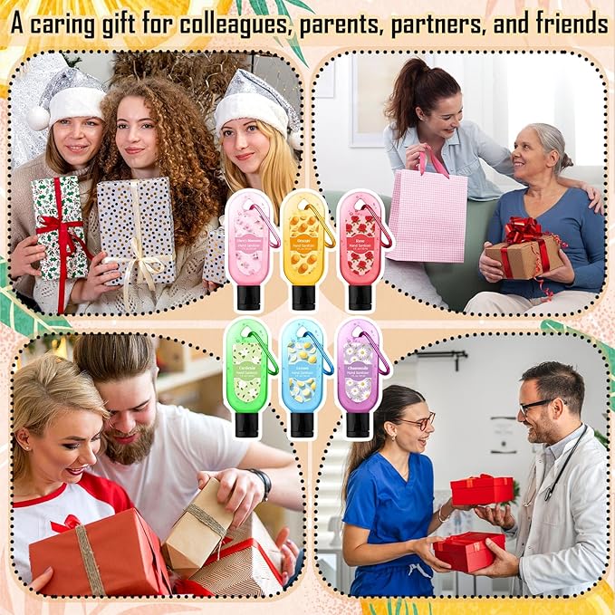 24 Pack Scented Hand Sanitizers Keychain Gift Bulk Travel Size Hand Sanitizer Gel for Christmas Wedding Party Favors Treat Goodie Bag Stuffer Friends Coworker Nurse Birthday Gifts