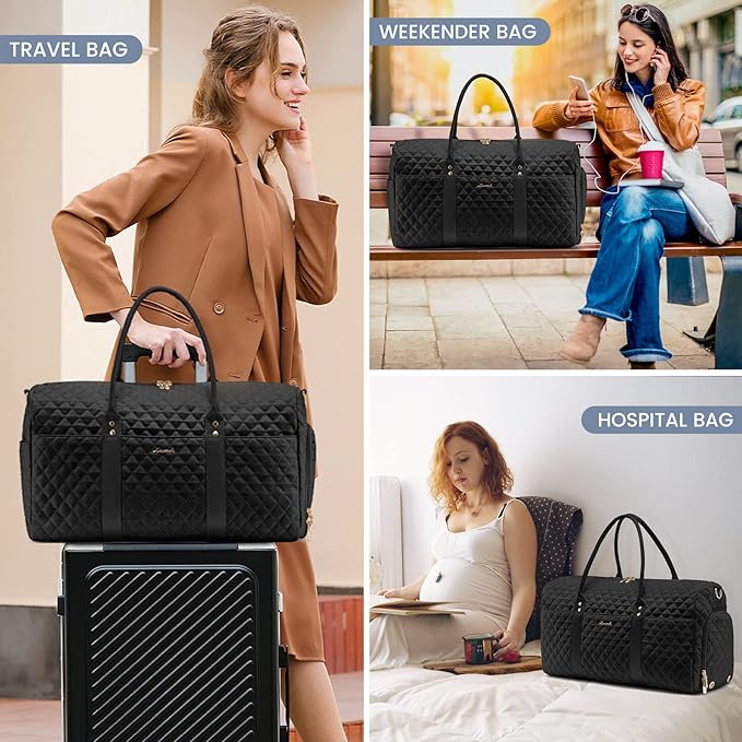 LOVEVOOK Travel Duffle Bag,Weekender Bags for Women Overnight Bag with Shoe Compartment, Carry on with Toiletry Bag,Duffel Bag with Wet Pocket,Hospital Bags for Labor and Delivery