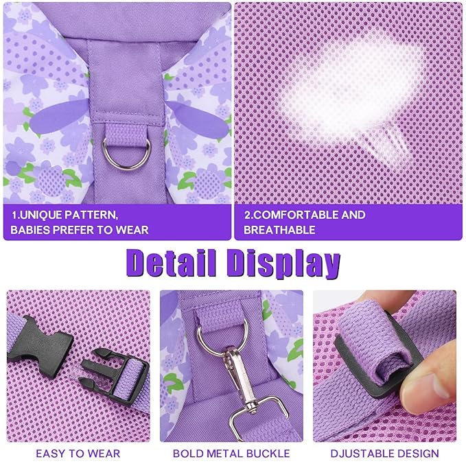 Toddlers Leash + Anti Lost Wrist Link Child Kids Safety Harness Kids Walking Wristband Assistant Strap Belt for Girl Pink Christmas Gift (Purple)