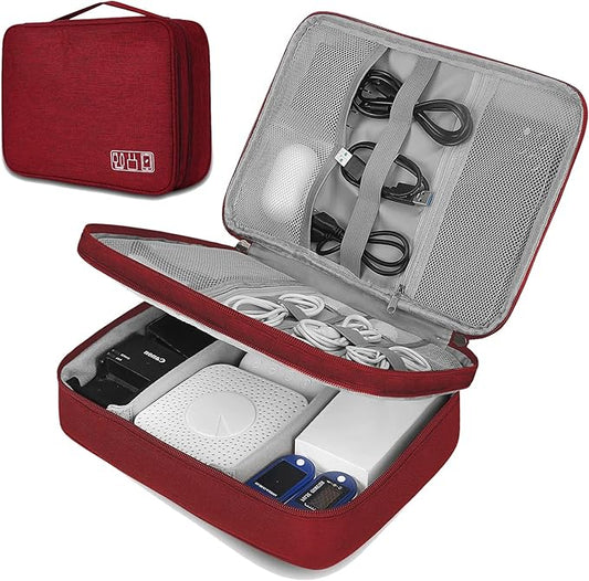 Electronic Organizer Travel Universal Cable Organizer Electronics Accessories Bag for Cable, Charger, Phone, USB, SD Card,1Pack