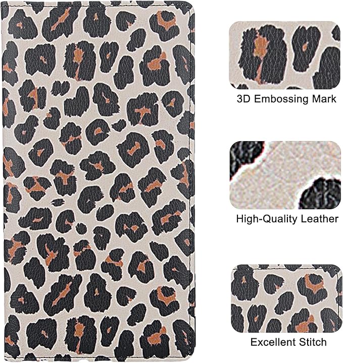 Premium Car Registration & Insurance Card Holder with Magnetic Shut, Vehicle Glove Box Car Organizer - For Documents, Cards, License (Leopard A)