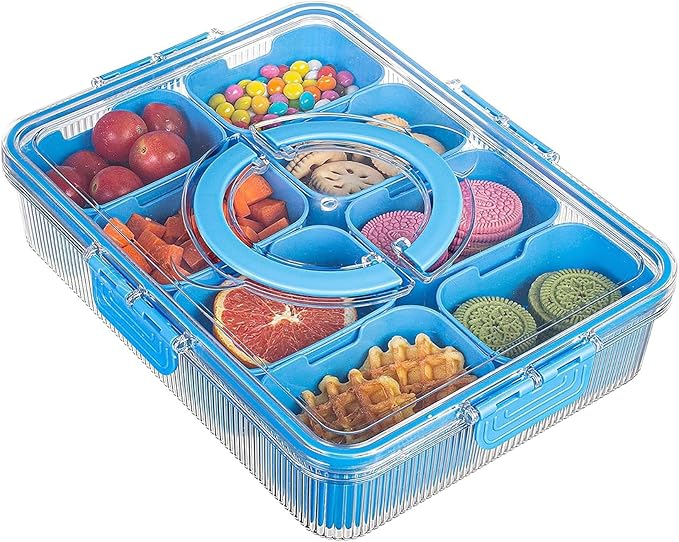 Stackable Snackle Box Containers (2 Pack) 14 Compartment Snack Organizer with Airtight Lids & Handles _ BPA Free, Leakproof, Microwave & Dishwasher Safe Snacklebox for Travel, Gifts & Fridge Storage