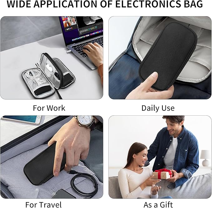 SMONT Versatile Travel Organizer Durable Tech Bag with Built in Cord Organizer Travel Features The Ideal Travel Cord Organizer to Keep You Connected Anywhere Cable Organizer Bag Black