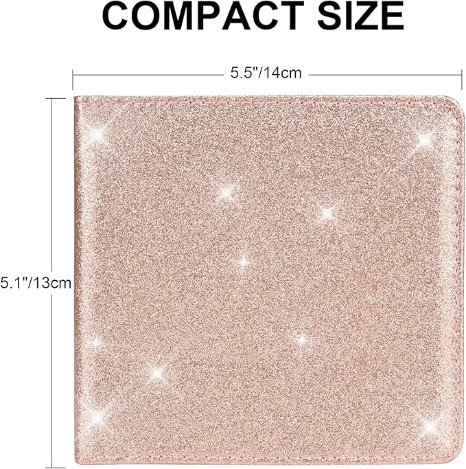 Cacturism Car Registration and Insurance Holder, Vehicle Glove Box Car Organizer Men Women Wallet Accessories Case for Cards, Essential Document, Driver License, Bling Rose Gold