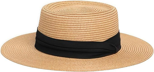 Sun Hat - Foldable Straw Beach Sun Hat for Women UPF40+,Beige Strap Khaki