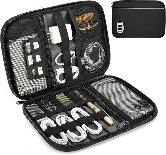 Electronic Organizer Travel Case, All-in-One Portable Cable Organizer Bag for Storage, Cord Organizer Tech Accessories for Cables, Chargers, Power Bank, Flash Drive,SD Card