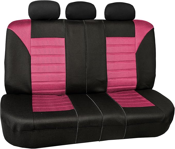 FH Group Automotive Car Seat Covers Rear Set Premium 3D Air Mesh Seat Covers, Airbag Compatible and Split Bench Cover Universal Fit Interior Accessories for Cars Trucks and SUVs - Pink