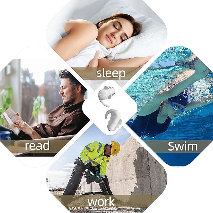 Ear Plugs - Comfy Reusable Noise-Reducing Earplugs Shark Fin Noise Cancelling Earbuds for Sleep, Deep Focus,Travel,2 Pairs/Box