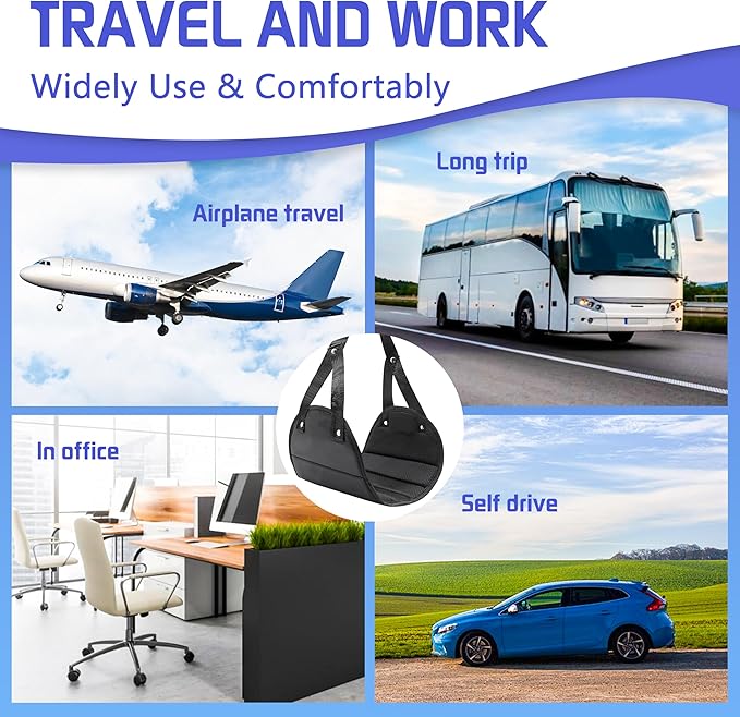 2-Pack Airplane Foot Hammock for Plane Travel - Travel Essentials Length Adjustable Airplane Foot Rest Under Desk -Long Flight Must Haves