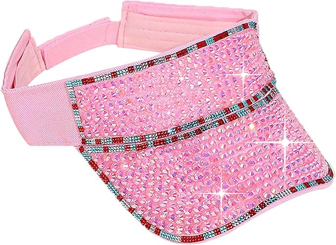 Bling Shiny Rhinestone Sports Sun Visor Hat for Women Summer Adjustable Breathable Beach Visor Caps Running Golf Sun Hat