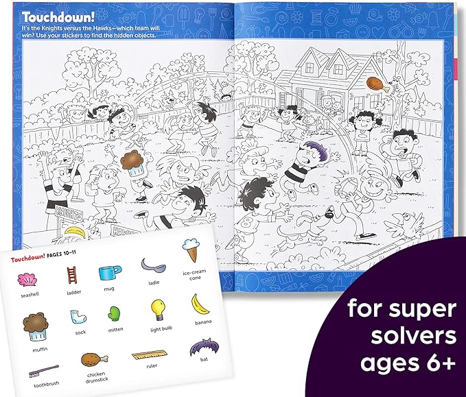 Highlights Hidden Pictures Sticker Challenge Sticker Book Set for Kids Ages 6 and Up, 4-Pack, 64 Pages of Seek and Find Activities, Double as Coloring Books, 440+ Stickers