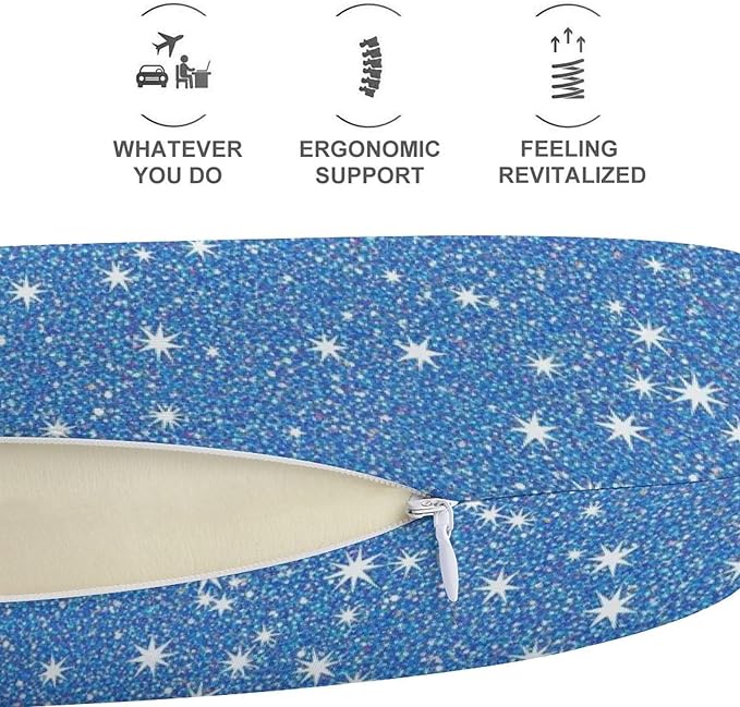 Premium Memory Foam Travel Pillow, Diamond Style Sliver Pattern U-Shaped, Head Support U-Shape for Bus Airplane Restful Sleep, Washable Breathable Cover