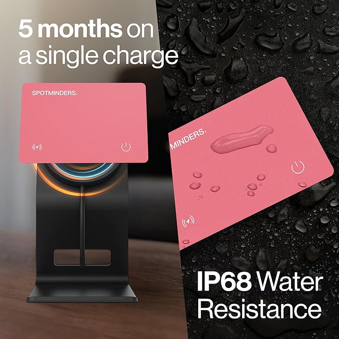 SPOTMINDERS Apple MFi Certified Wallet Tracker for Valentines Day Gifts for Women (iOS Only) Works with Apple Find My IP68 Rechargeable Tracking Card 0.07in Slim iPhone Item Finder for Luggage, Purse