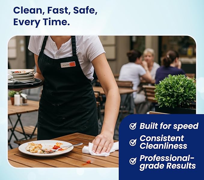 Restaurant & Institutional Table Cleaning Wipes – Multi-Purpose, No-Rinse, Streak-Free – 50 Count Pack, Case of 24 (1,200 Wipes Total)
