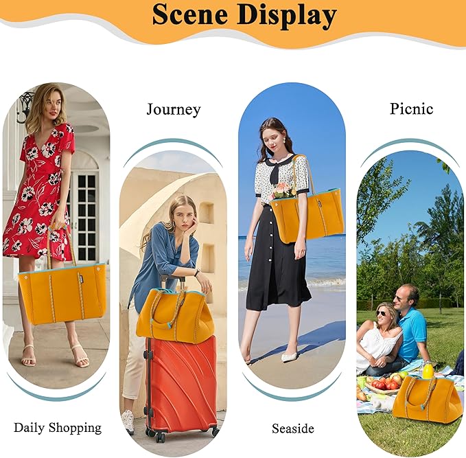 QOGiR Neoprene Multipurpose Beach Bag Tote with Inner Zipper Pocket … … … …