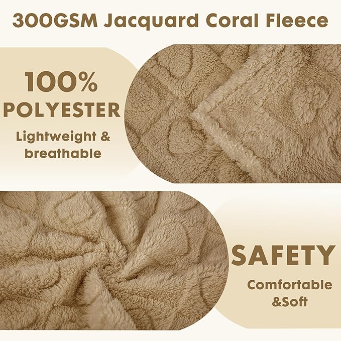 gogobunny Calming Plush Dog Cat Blanket 300GSM Coral Fleece, Ultra-Soft Machine Washable Pet Bedding for Small Medium Dogs Cats Puppies Kittens (Brown, 60x80)