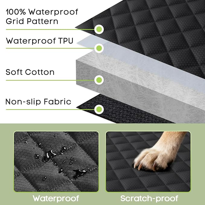 Dog Car Seat Cover for Back Seat, Waterproof Pet Bench Seat Cover for Dogs, Scratchproof Nonslip Reat Seat Protector for Cars, Trucks, SUVs